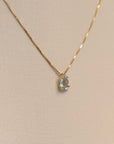 18K Solid Gold Aquamarine Necklace