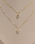 18K Solid Gold Heart Zirconia Pendant