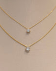 18K Solid Gold Zirconia Solitaire Pendant