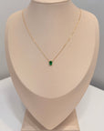 18K Solid Gold Oval Emerald Necklace