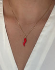 18K Italian Gold Red Chili Pendant