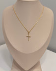 18K Solid Gold Pavé Zirconia Cross Pendant