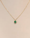 18K Gold Emerald Circle Necklace