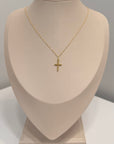 18K Gold Beaded Cross Pendant
